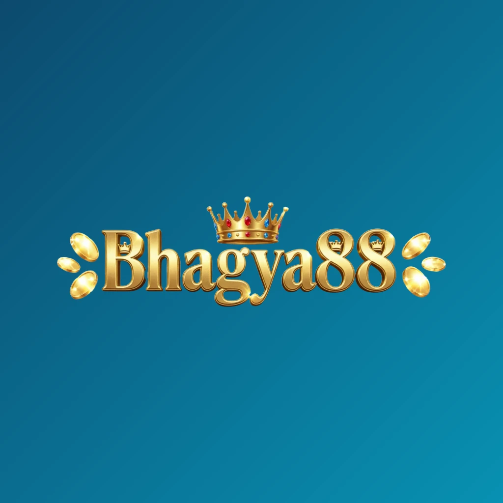 Bhagya88 casino-style logo featuring golden letters and a crown element with sparkling coins, creating a luxury gaming atmosphere on a transparent background, designed as a horizontal rectangular wordmark for a website header